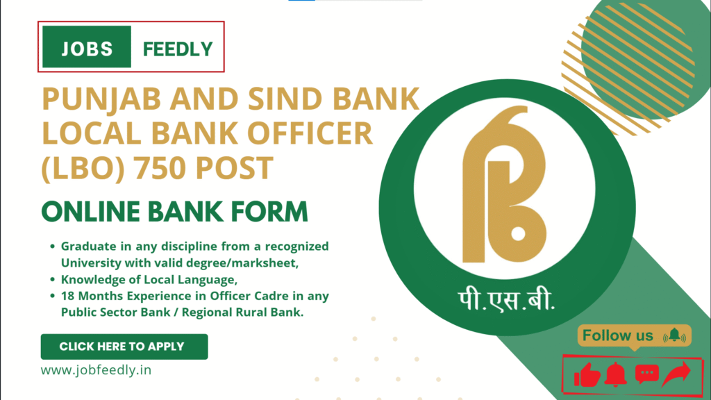Punjab and Sind Bank 750 LBO Recruitment Online Form 2025 Apply Now