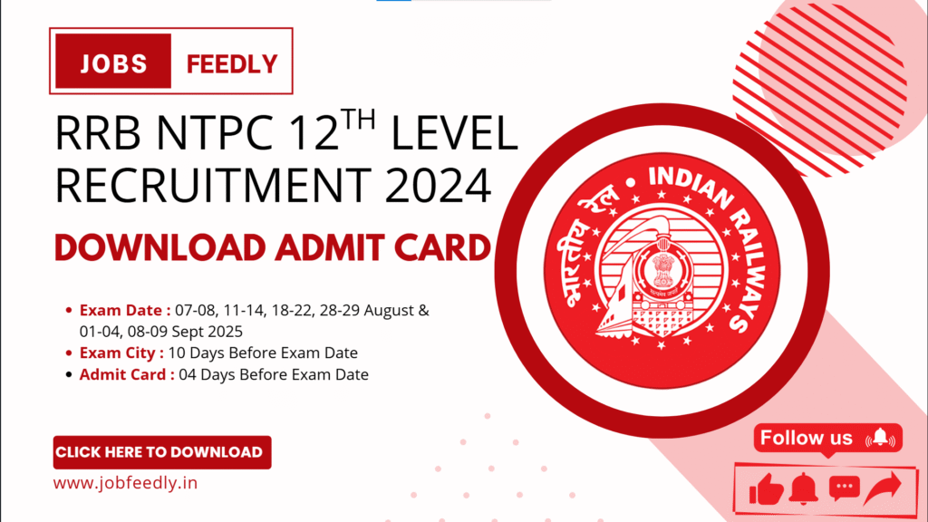 RRB NTPC 12th Level Recruitment 2024 Download Admit Card